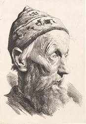 Vieil homme avec un bonnet en laine blanche