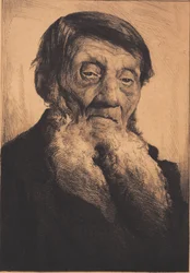 Vieil homme avec une barbe blanche divisée