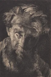 Vieil homme barbu regardant de côté