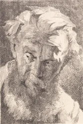 Vieil homme barbu regardant de côté