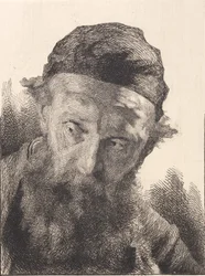 Vieil homme barbu avec calotte noire