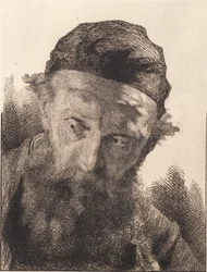 Vieil homme barbu avec une calotte noire