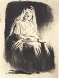 Femme avec la lampe