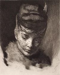 Jeune fille avec bonnet et voile