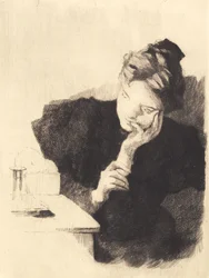 Jeune fille à la lumière, avec la main soutenant la joue