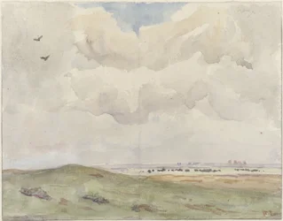 Paysage de dunes avec troupeau