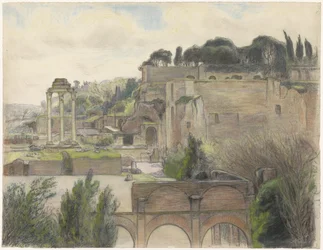 Vue sur le Forum Romain et le Palatin, vue depuis la Via Capitolina