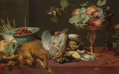 Nature morte avec gibier mort, fruits et légumes