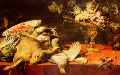 Nature morte avec animaux et fruits