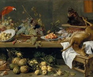Nature morte avec fruits, légumes et gibier mort, 1635