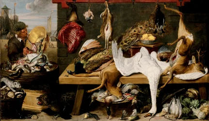 Scène de marché sur un quai