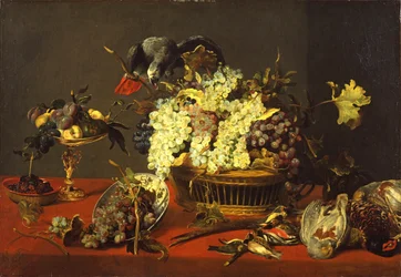 Nature morte avec perroquet gris