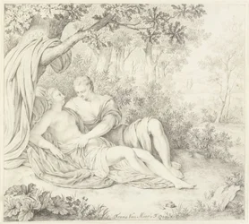 Couple amoureux sous un arbre