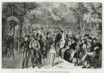 Le Prater : la grande allée. Gravure par Kollarz, pour illustrer l