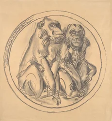 Esquisse pour le relief dans la maison des singes du zoo de Schönbrunn