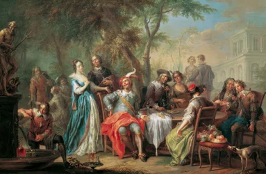 Conversation en plein air avec vin et chant