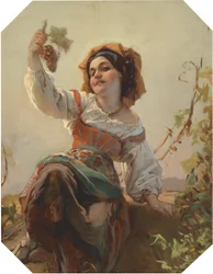 Jeune fille italienne avec des raisins