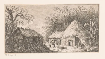 Femme et enfant traînant un fagot (Suite de paysages)