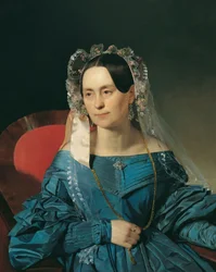 Dame en robe bleue