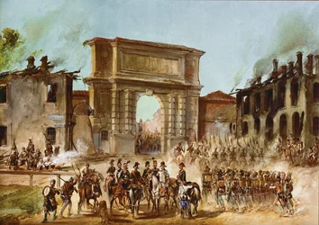 Le maréchal Radetzky devant la Porta Romana à Milan