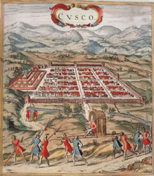 Cuzco, centre principal de la civilisation inca (Pérou actuel) image de « Civitatis Orbis Terrarum » par Braun et Hogenberg