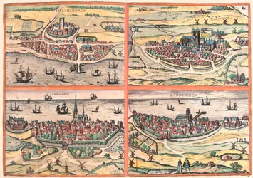 Helsingborg, Lunden, Malmö et Landskrona (Suède) (gravure)