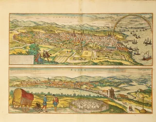 Carte de Barcelone et Écija de Civitates Orbis Terrarum par Georg Braun