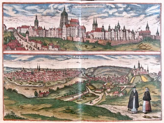 Prague, capitale du Royaume de Bohême, République tchèque (gravure)