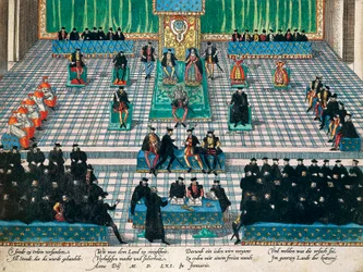 Session des États généraux à Orléans, janvier 1561, gravure de Franz Hogenberg