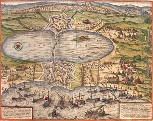Vue de Tunis, Tunisie, avec la forteresse de Goulette qui contrôle l
