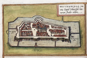 Vue de la ville de Wittenberg en Allemagne, détail