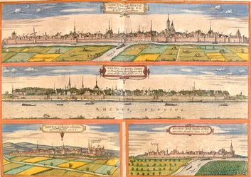 Vues de Neuss (Novesium), Bonn (Verona), Brühl (Brula) et Zons (Sontina), Allemagne
