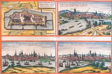 Vues de Wittenburg, Francfort, Wismar et Rostock, Allemagne