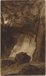 Une cascade au clair de lune