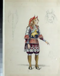 Projet de costume pour le ballet "Le petit cheval bossu" de Cesare Pugni