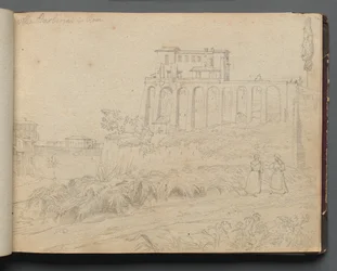 Album avec des vues de Rome et des environs, études de paysage, page 07a : "Villa Barberini à Rome"