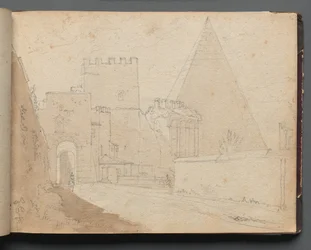 Album avec des vues de Rome et des environs, études de paysage, page 08a : "Porta St. Paolo"