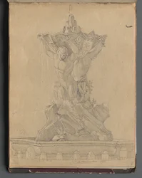 Album avec des vues de Rome et des environs, études de paysage, page 21a : Fontaine romaine