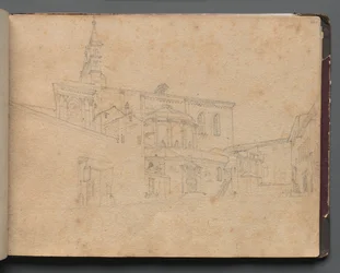 Album avec des vues de Rome et des environs, études de paysage, page 26a : Vue architecturale romaine