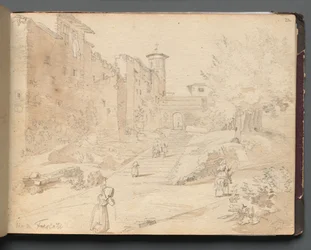 Album avec vues de Rome et des environs, études de paysage, page 27a : Frascati