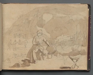 Album avec vues de Rome et des environs, études de paysage, page 39a : Figure dans un paysage