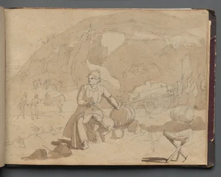 Album avec des vues de Rome et des environs, études de paysage, page 39a : Figure dans un paysage