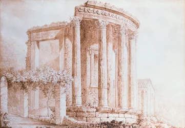 Le temple de la Sibylle, Tivoli (aquarelle)