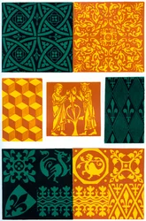 Carreaux de pavage des 14e et 15e siècles, 1870