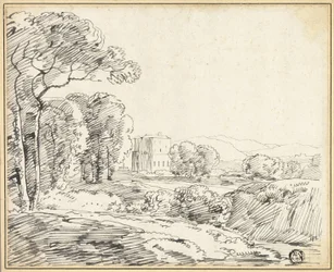 Paysage, maison dans un parc