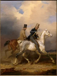 Promenade à cheval du prince Guillaume en compagnie de l