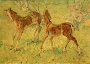 Poulains dans le pré (Poulains sautant)