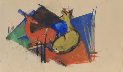 Deux cerfs couchés