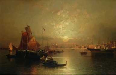 Navires sur la lagune, Venise, au coucher du soleil