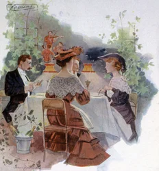 Dîner dans un restaurant au Bois de Boulogne, c.1900